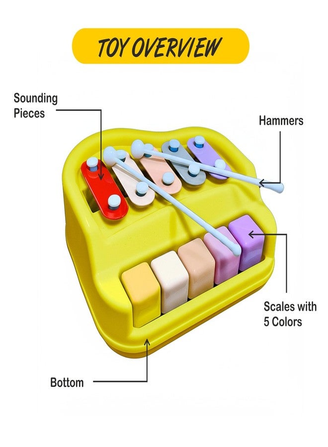 RAINBOW RIDERS Small Xylophone Musical Instrument 2 in 1 Piano and Xylophone Toy with Colorful Keys and Mallets Educational Musical Toy for Toddlers, Babies, Boys, and Girls (Yellow) - Image 5
